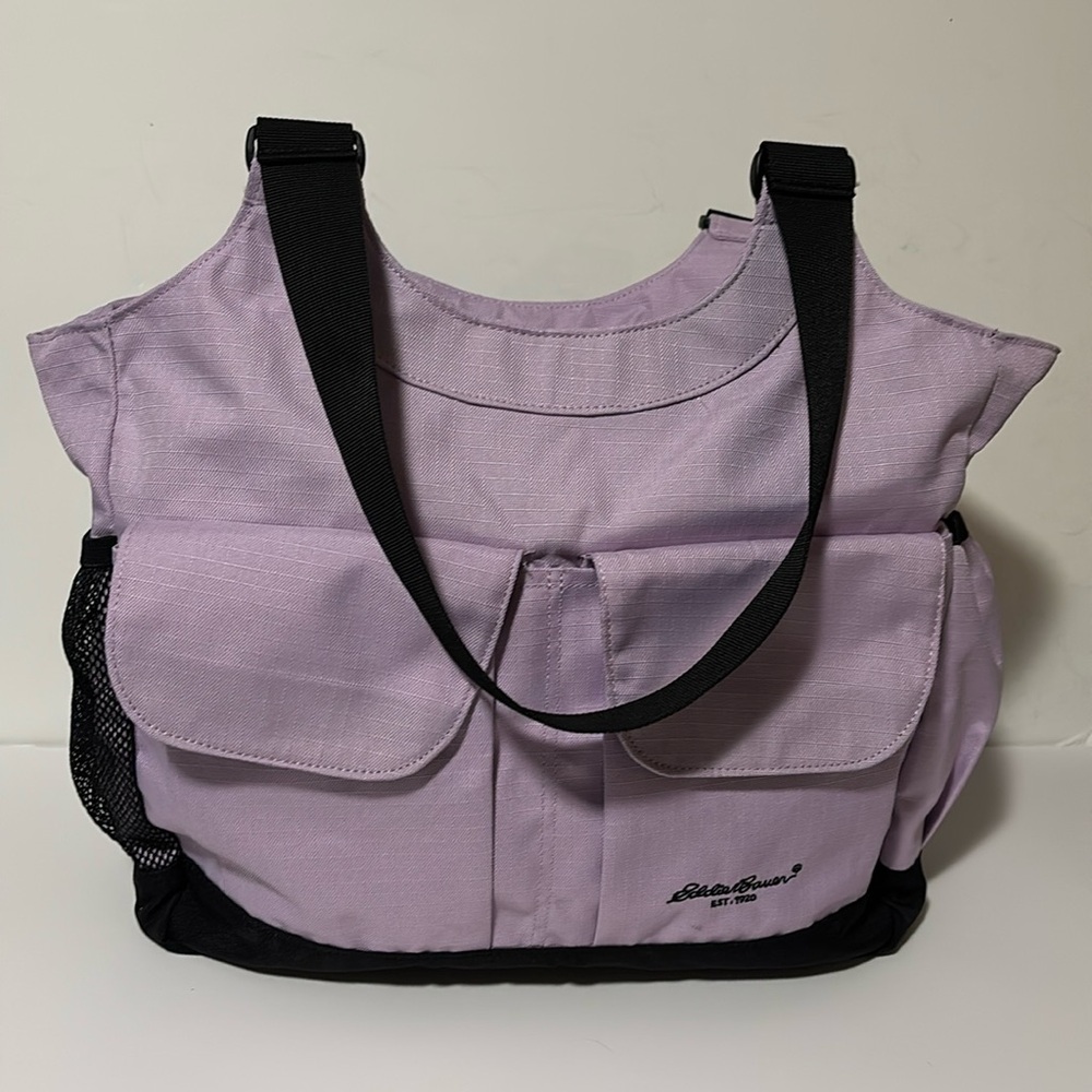 Eddie Bauer Large Gym / Diaper bag lavender and black EUC